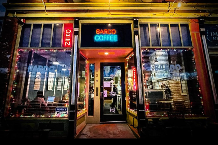 front of a coffee shop