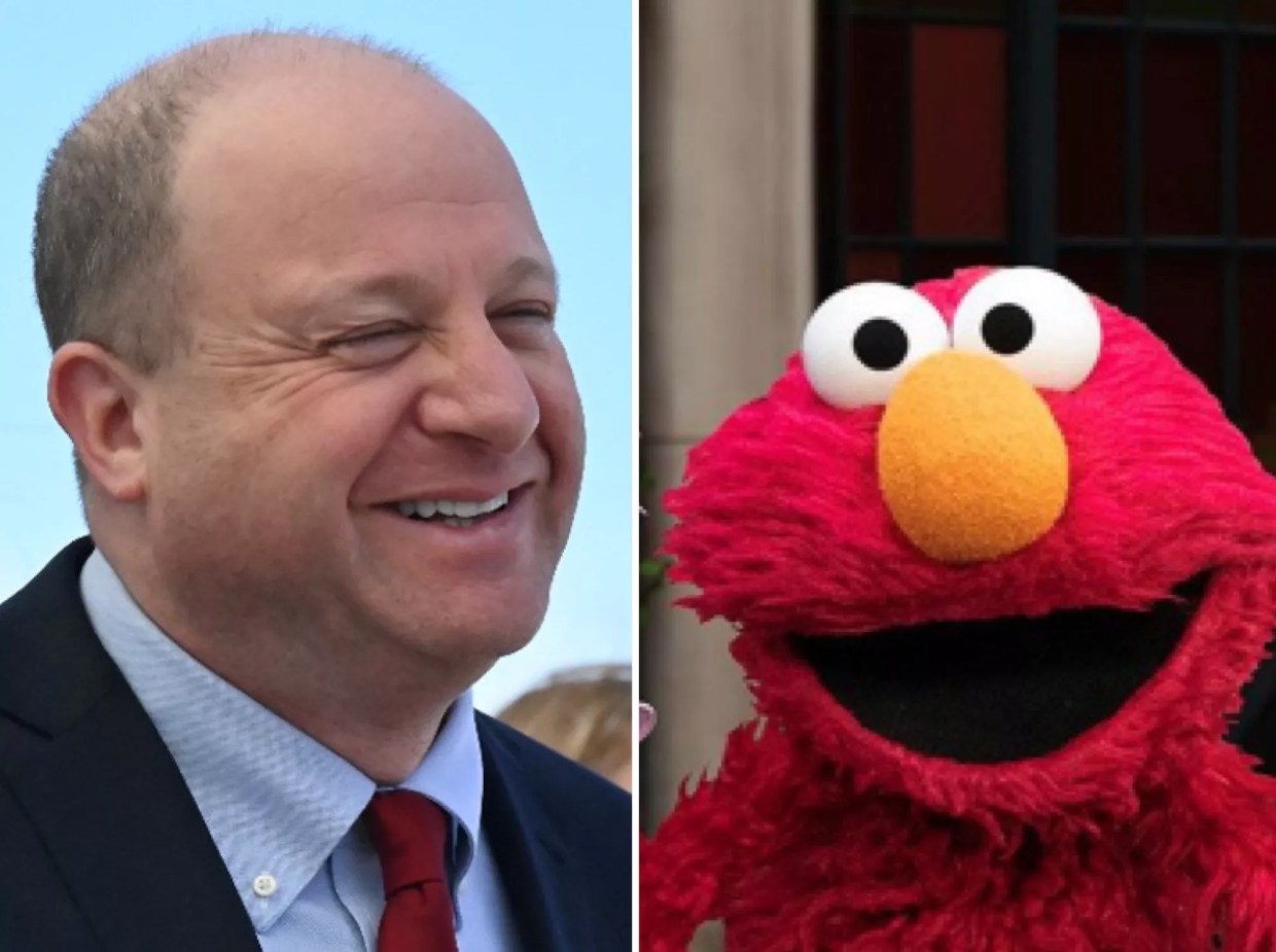 Colorado Governor Jared Polis and Elmo