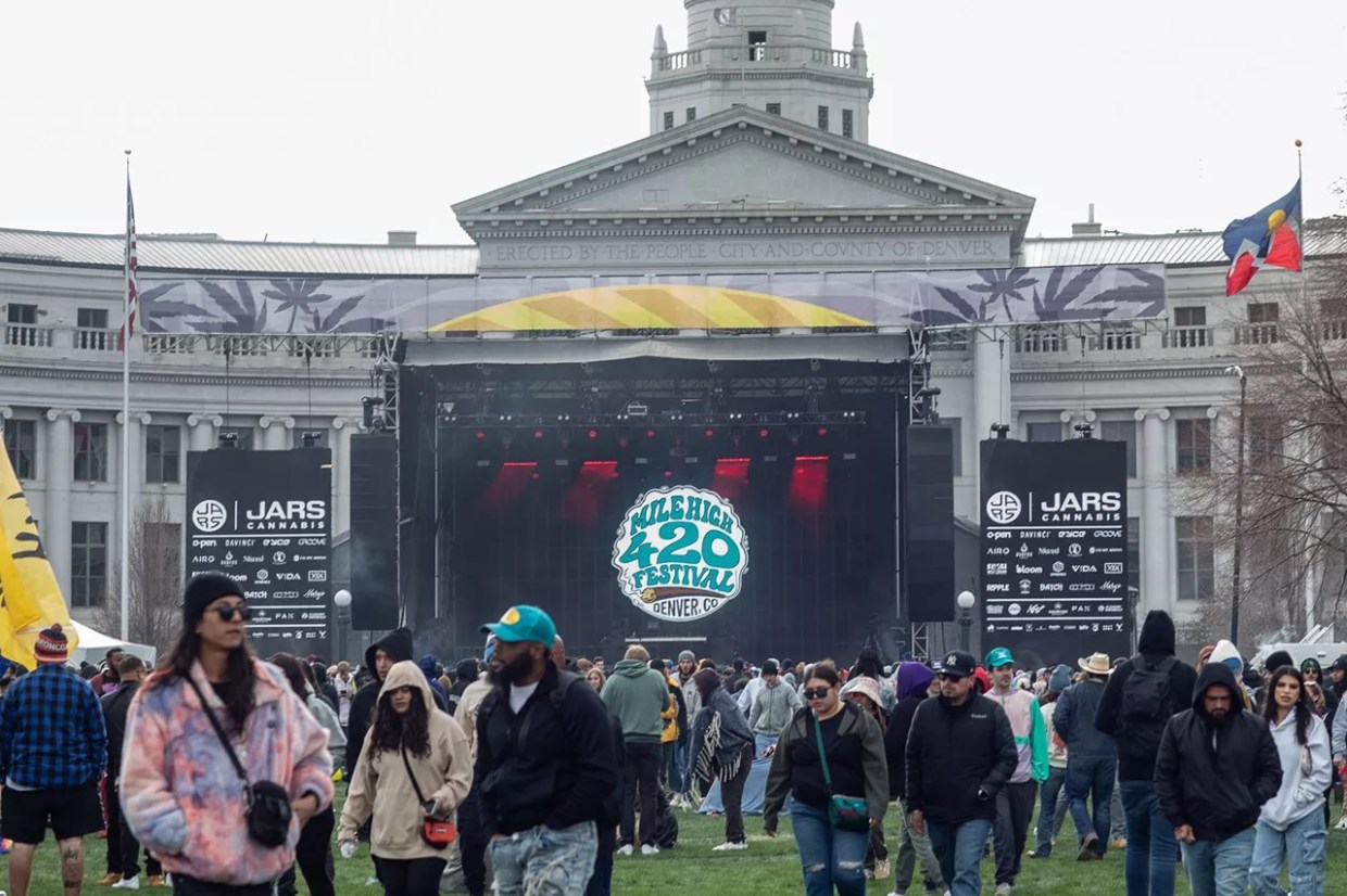 Mile High 420 Festival in Denver in front of city hall building