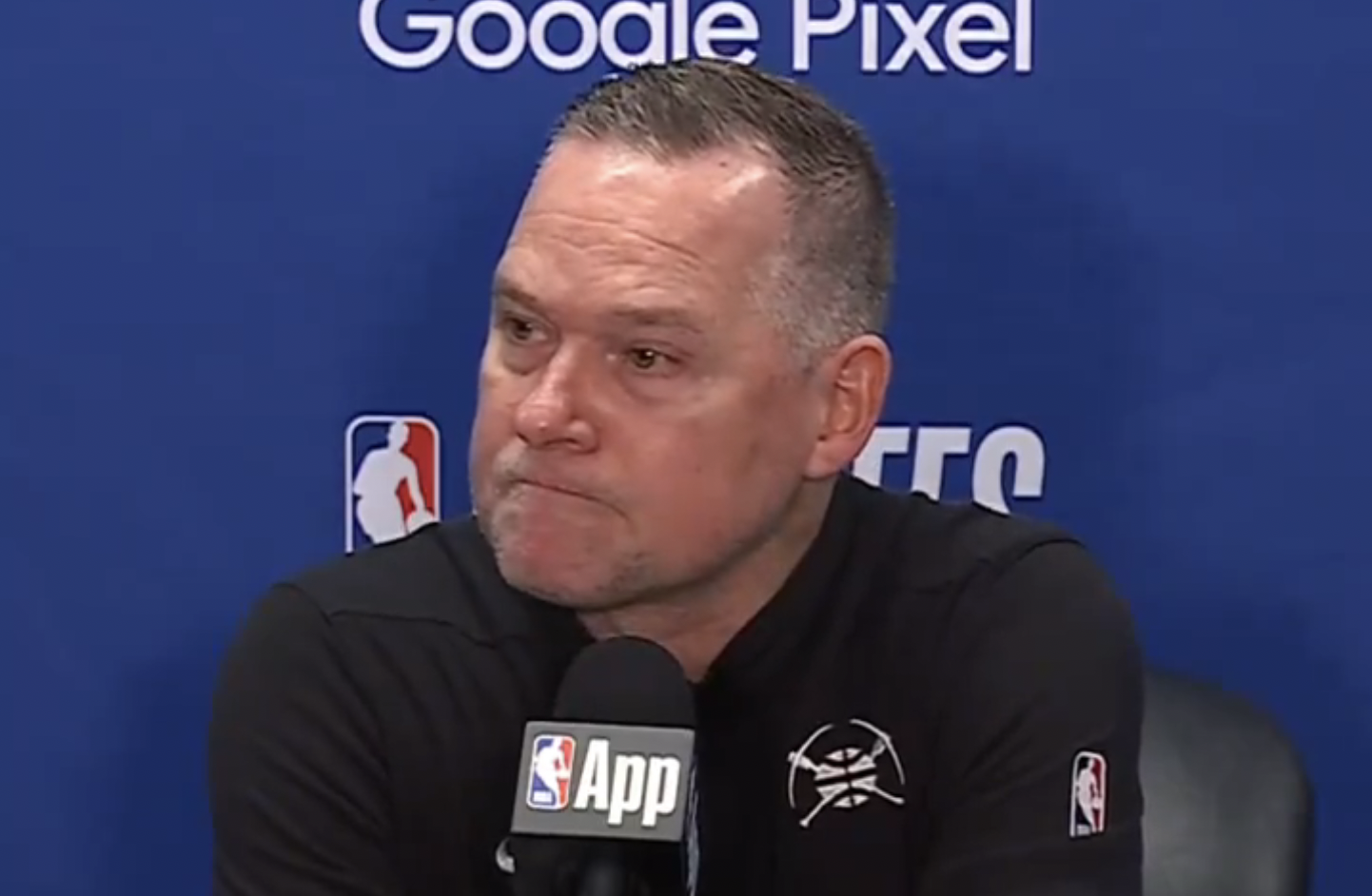Nuggets coach Michael Malone during postgame press conference