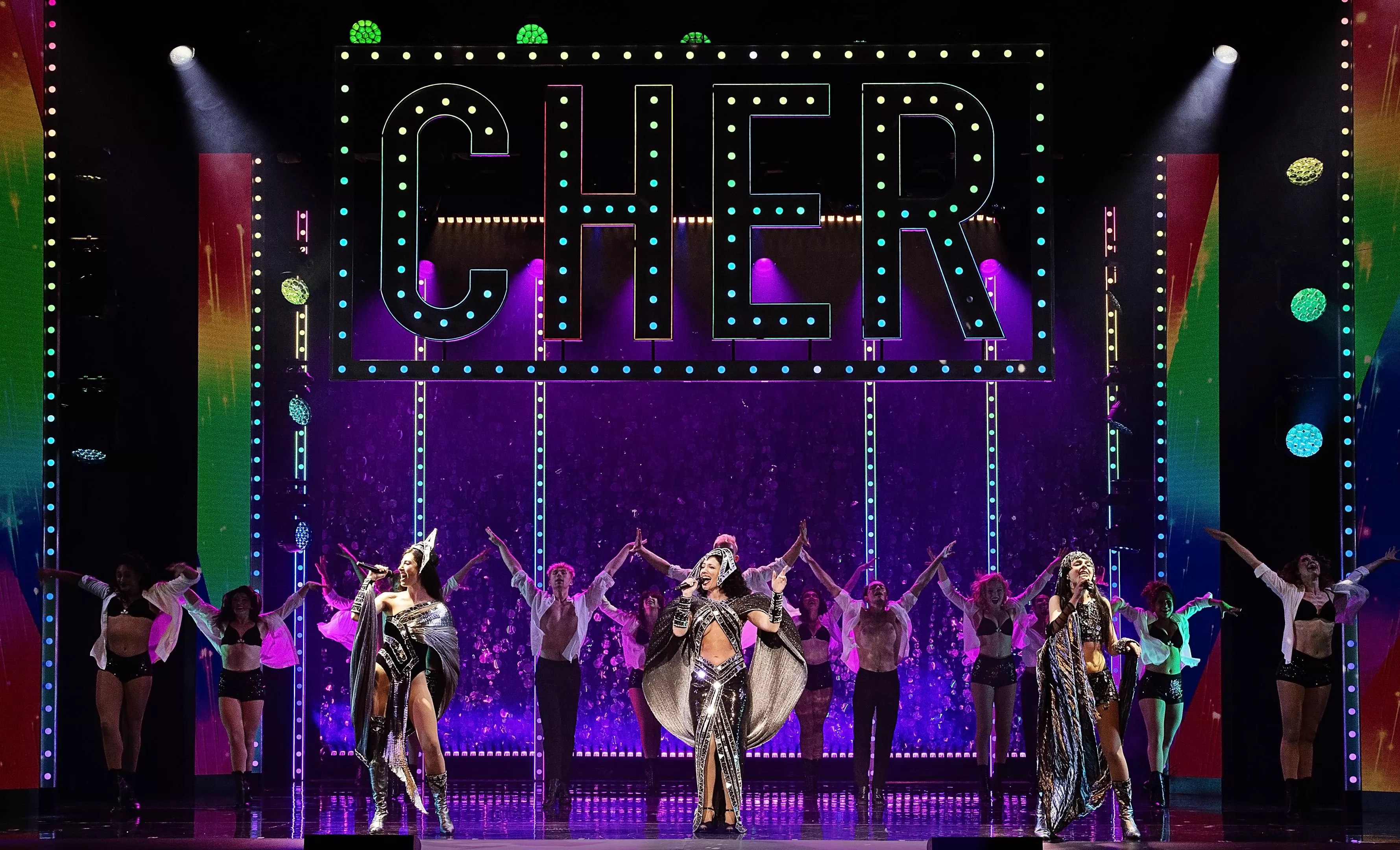 photo of actors on stage in the musical called the cher show