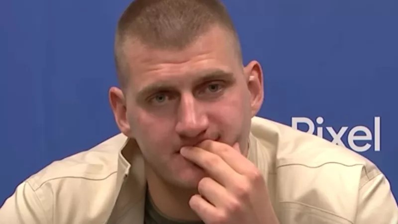 Nikola Jokic at a post-game press conference