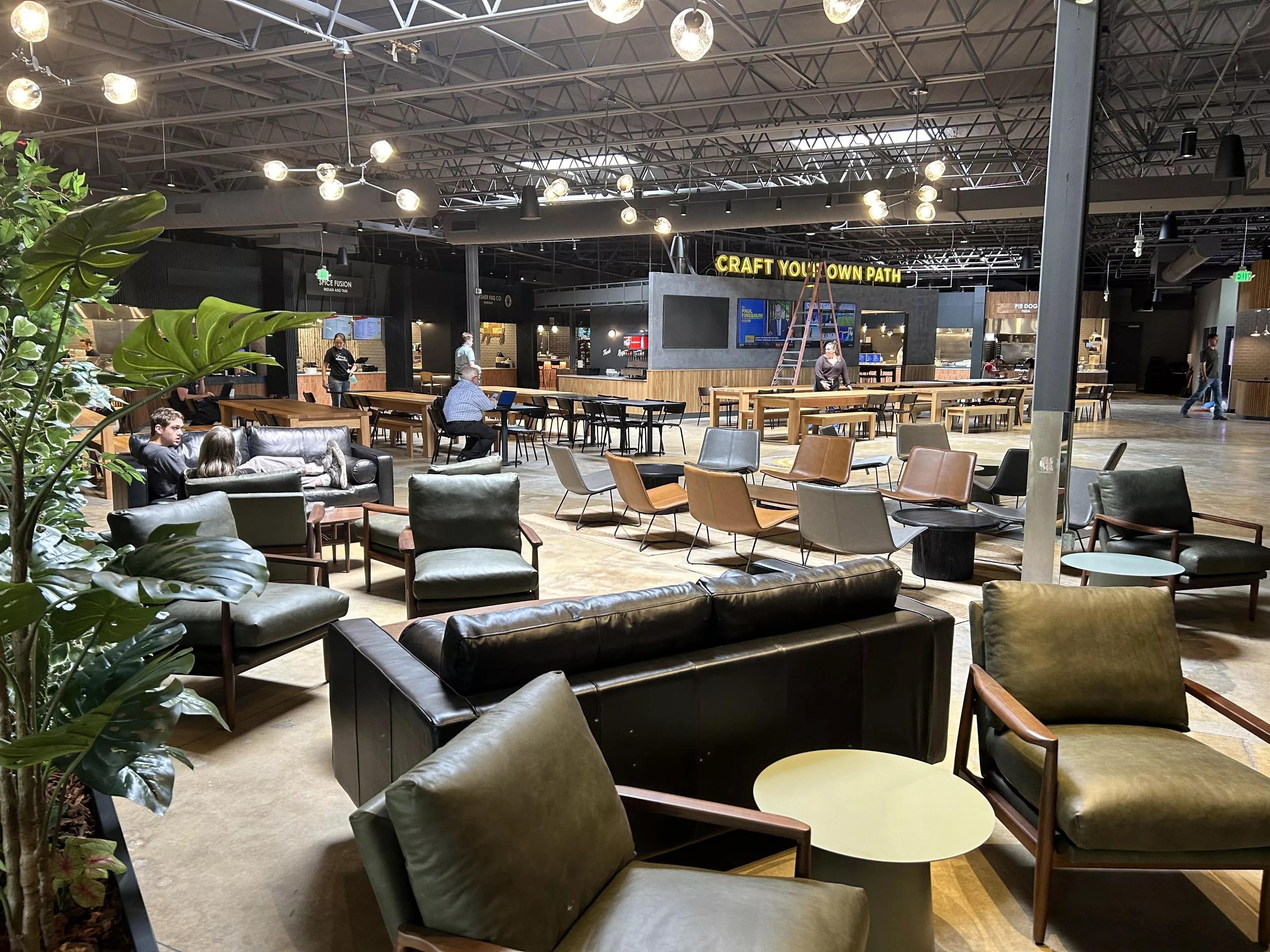 various seating inside a food hall