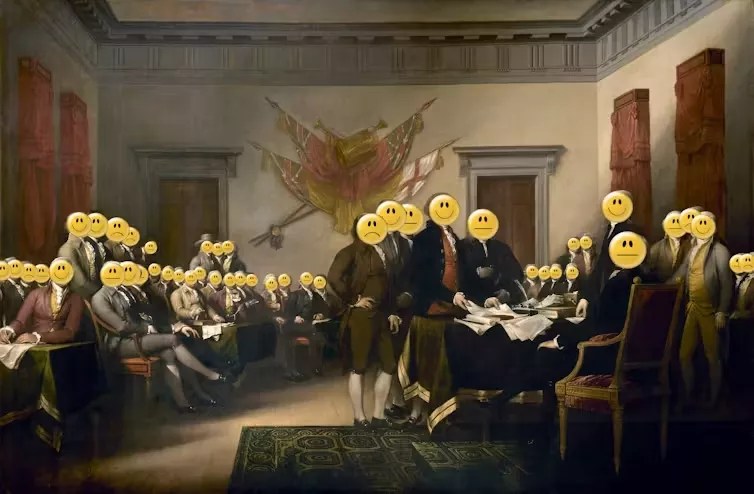 declaration of independence signers with smily faces