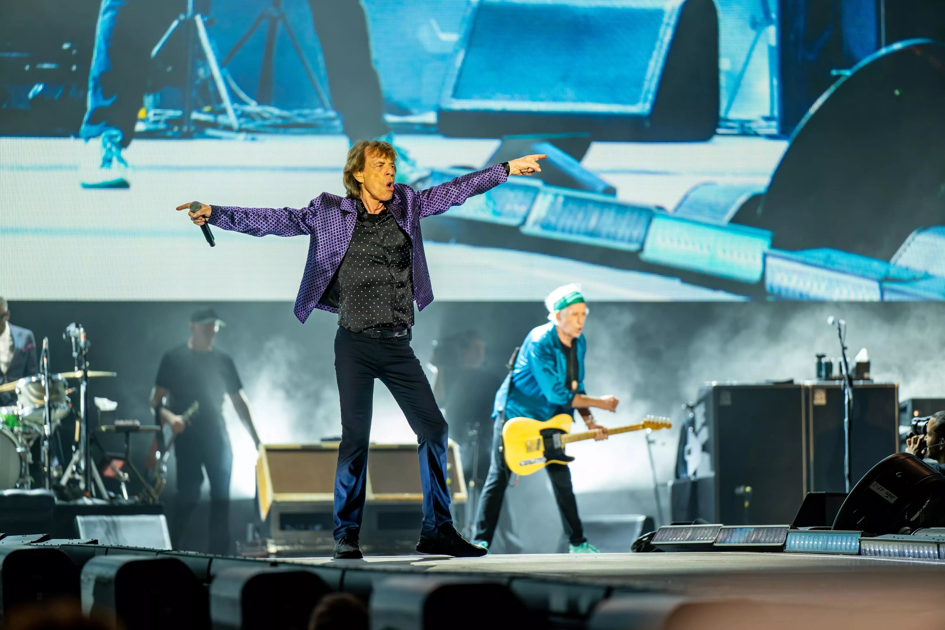 mick jagger of the rolling stones performing at empower field in denver
