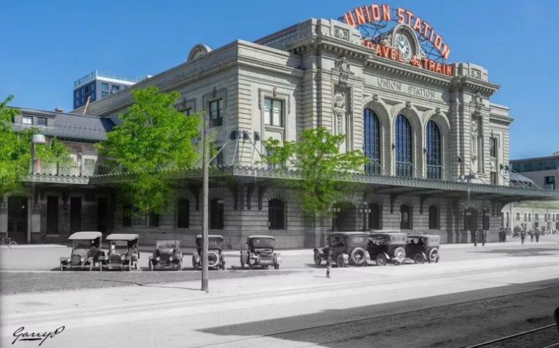 union station with old cars