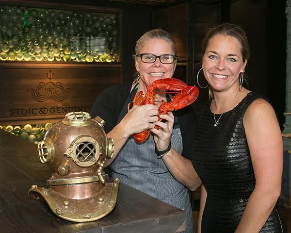 two women with lobster