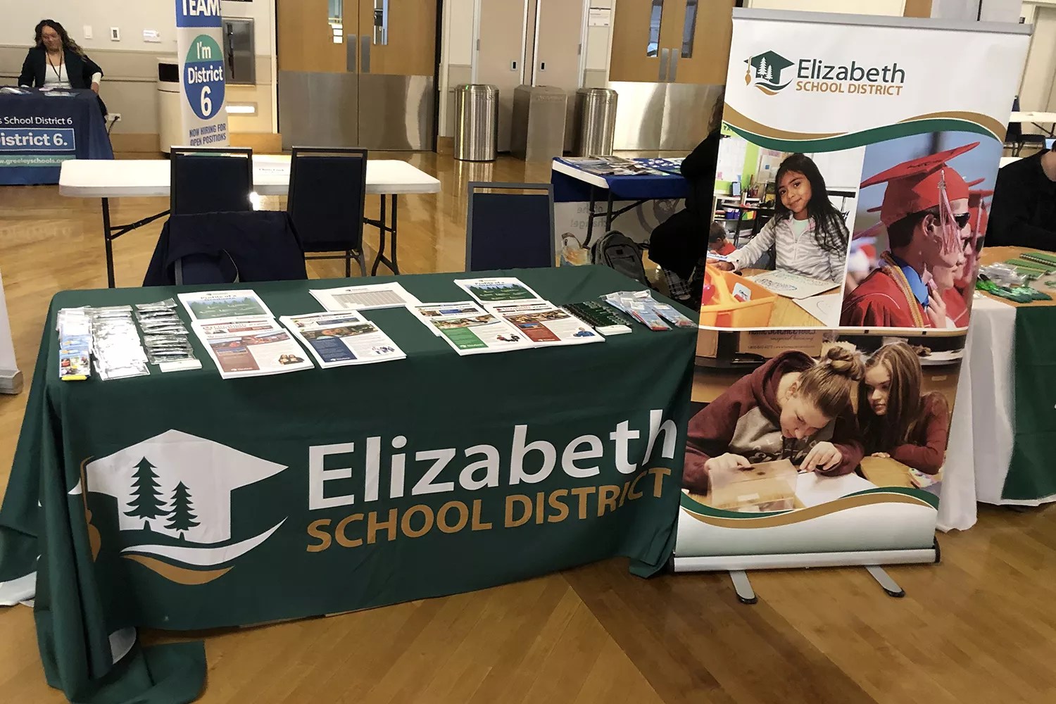 table with books from school