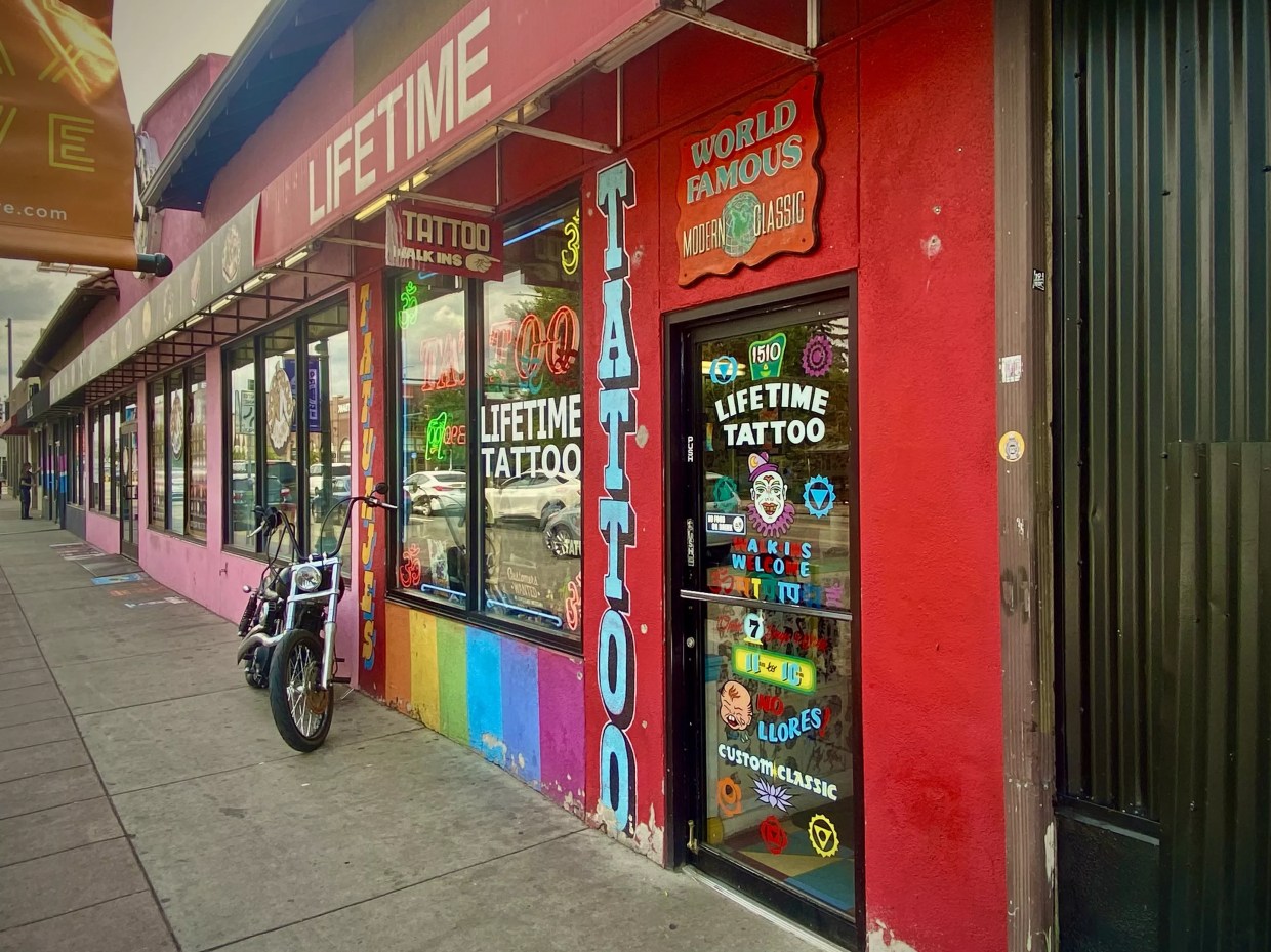 A sidewalk view of Lifetime Tattoo