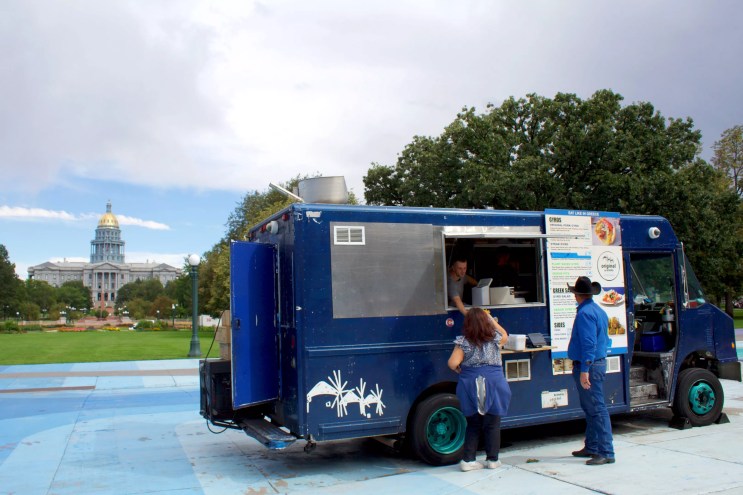 Food truck sells gyros in front of Colorado Capitol Building