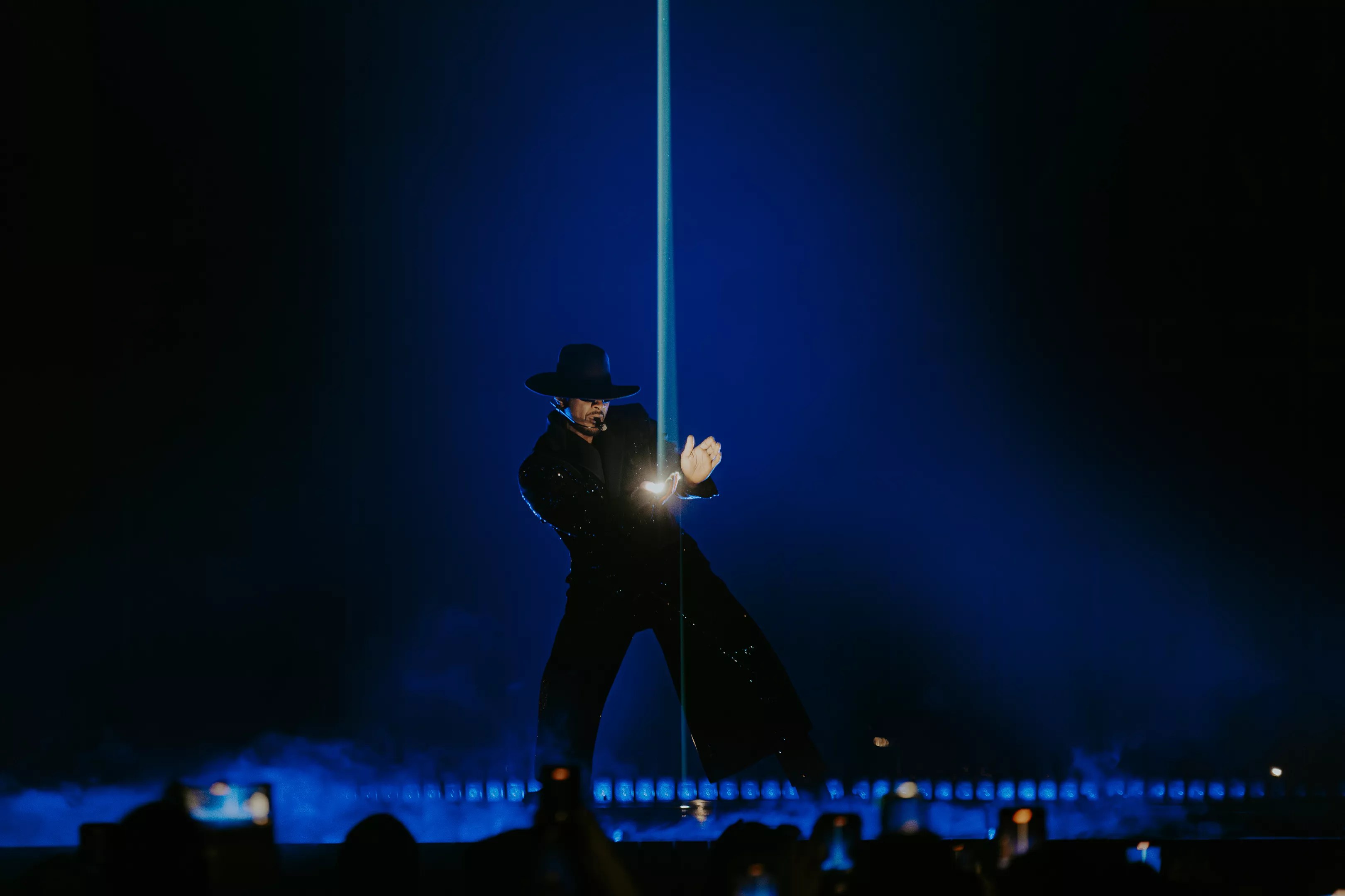 Usher performing at Ball Arena in Denver for his Past Present Future Tour