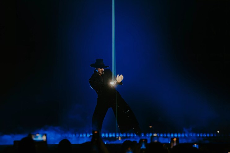 Usher performing at Ball Arena in Denver for his Past Present Future Tour
