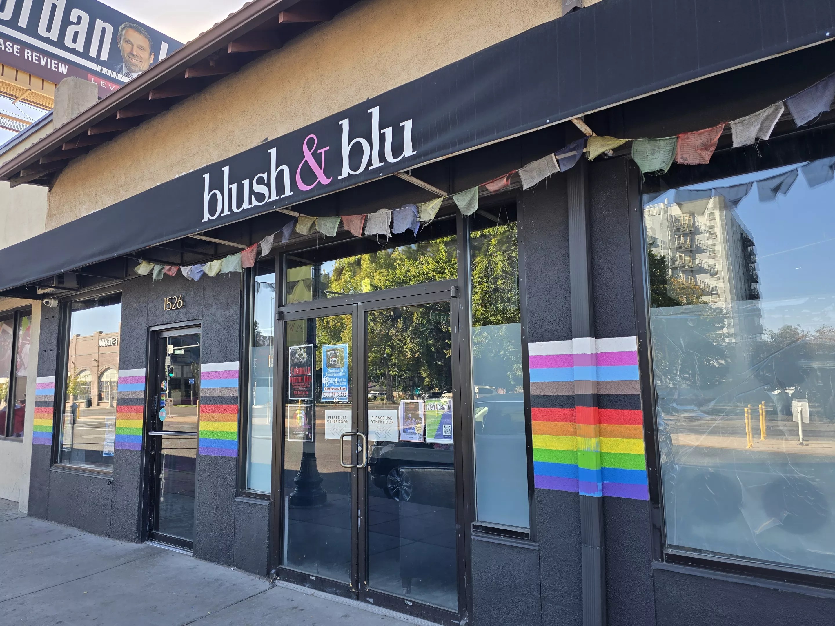 exterior of Denver lesbian bar Blush & Blu