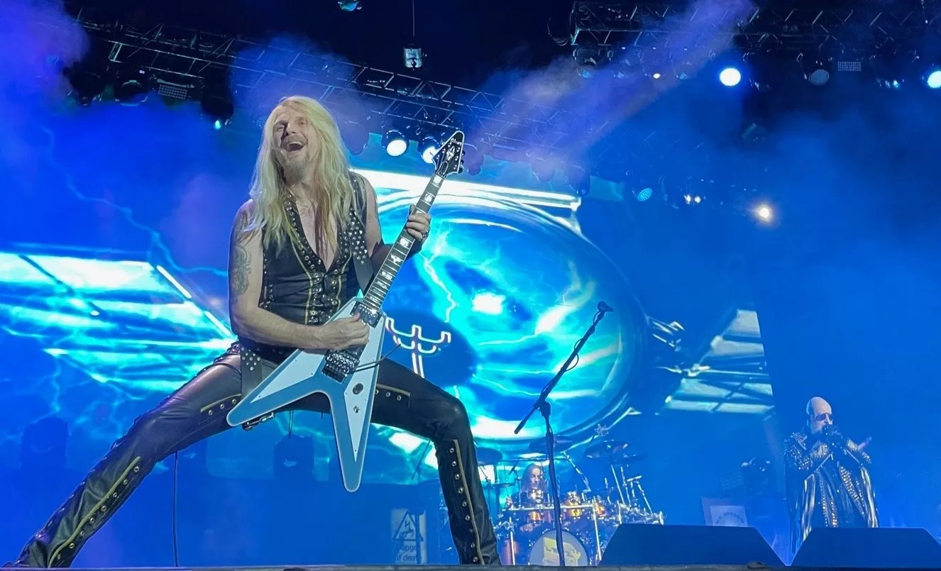 judas priest performs on stage