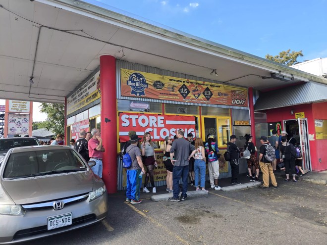 line of people outside a building