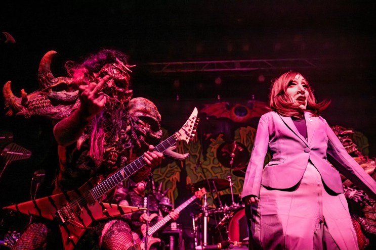 Gwar on stage with fake Kamala Harris