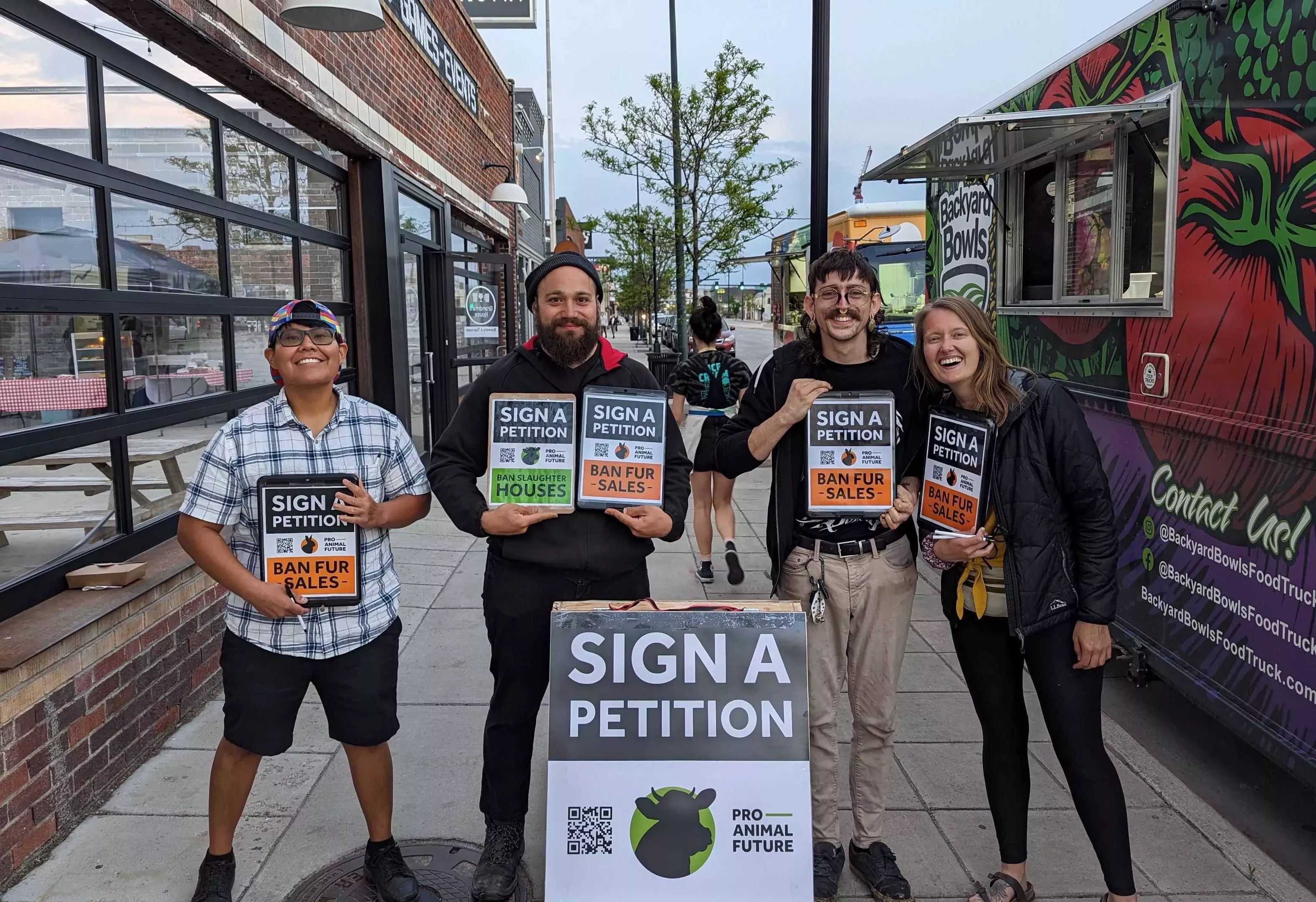 people holding political signs
