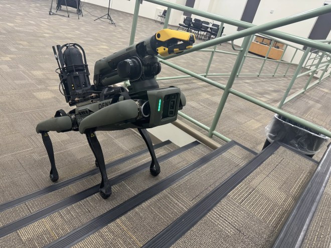 bomb squad robot on stairs