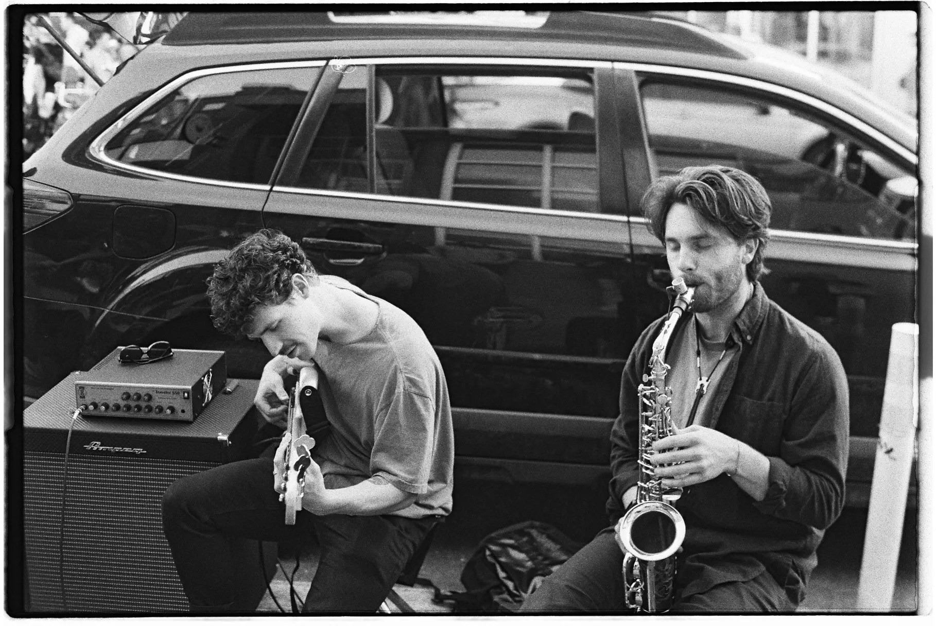 bass player and saxophone player