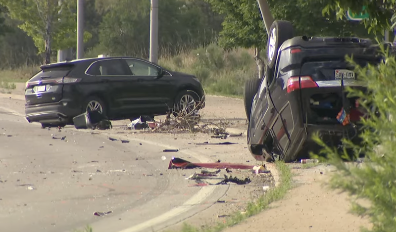 two cars after crash