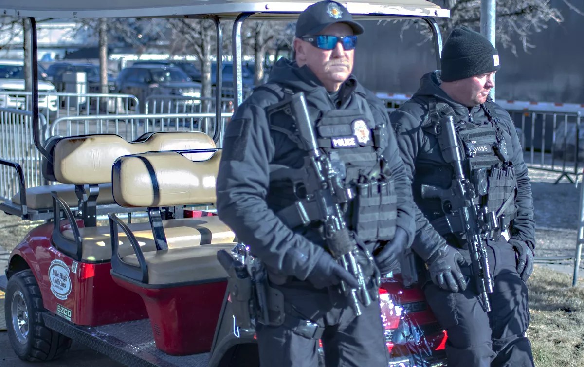 Denver police at football game