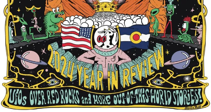 cartoon of UFO and cow