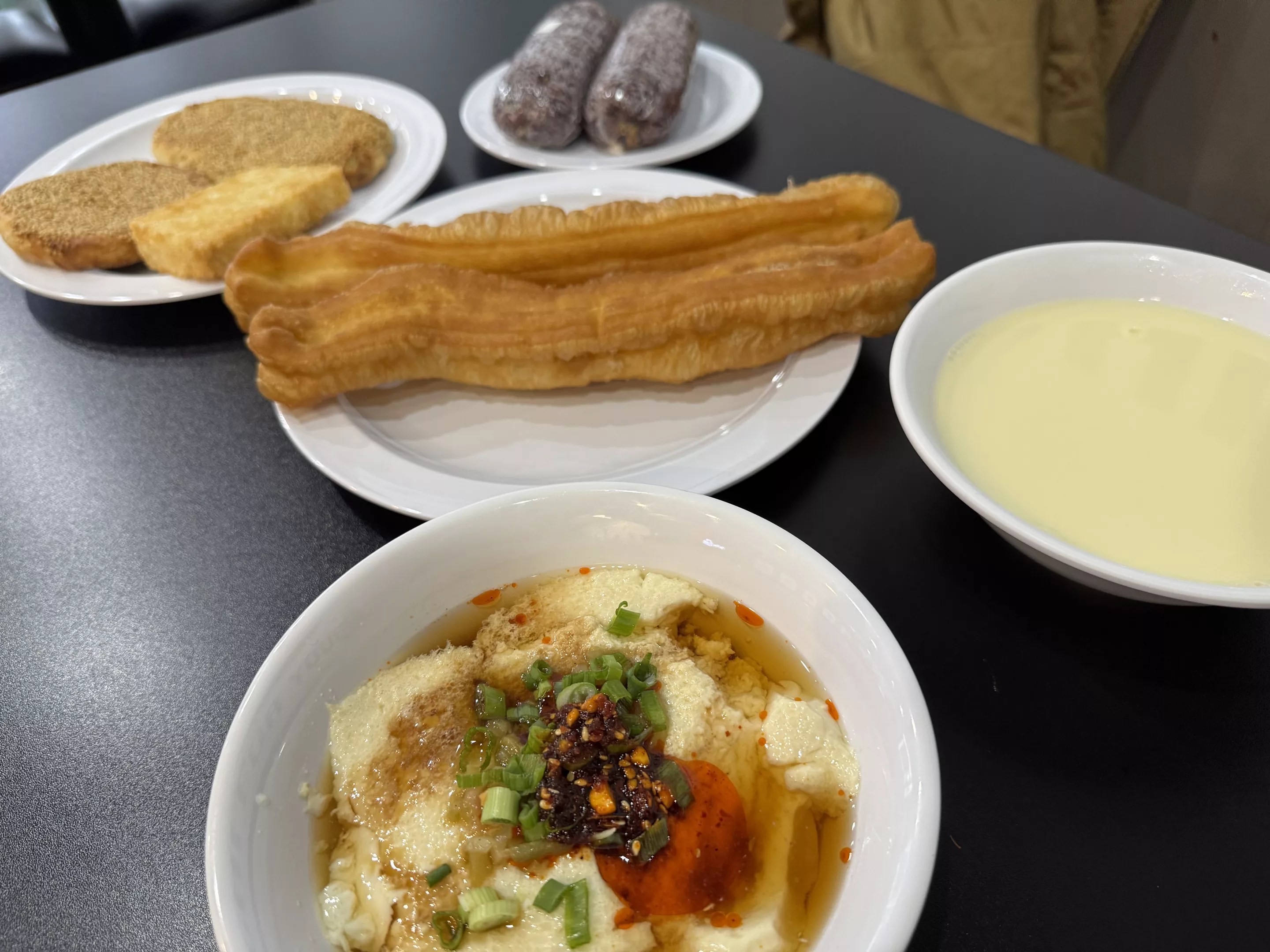 various food on plates