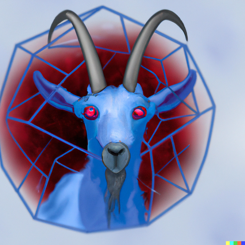 mythical blue mountain goat sculpture