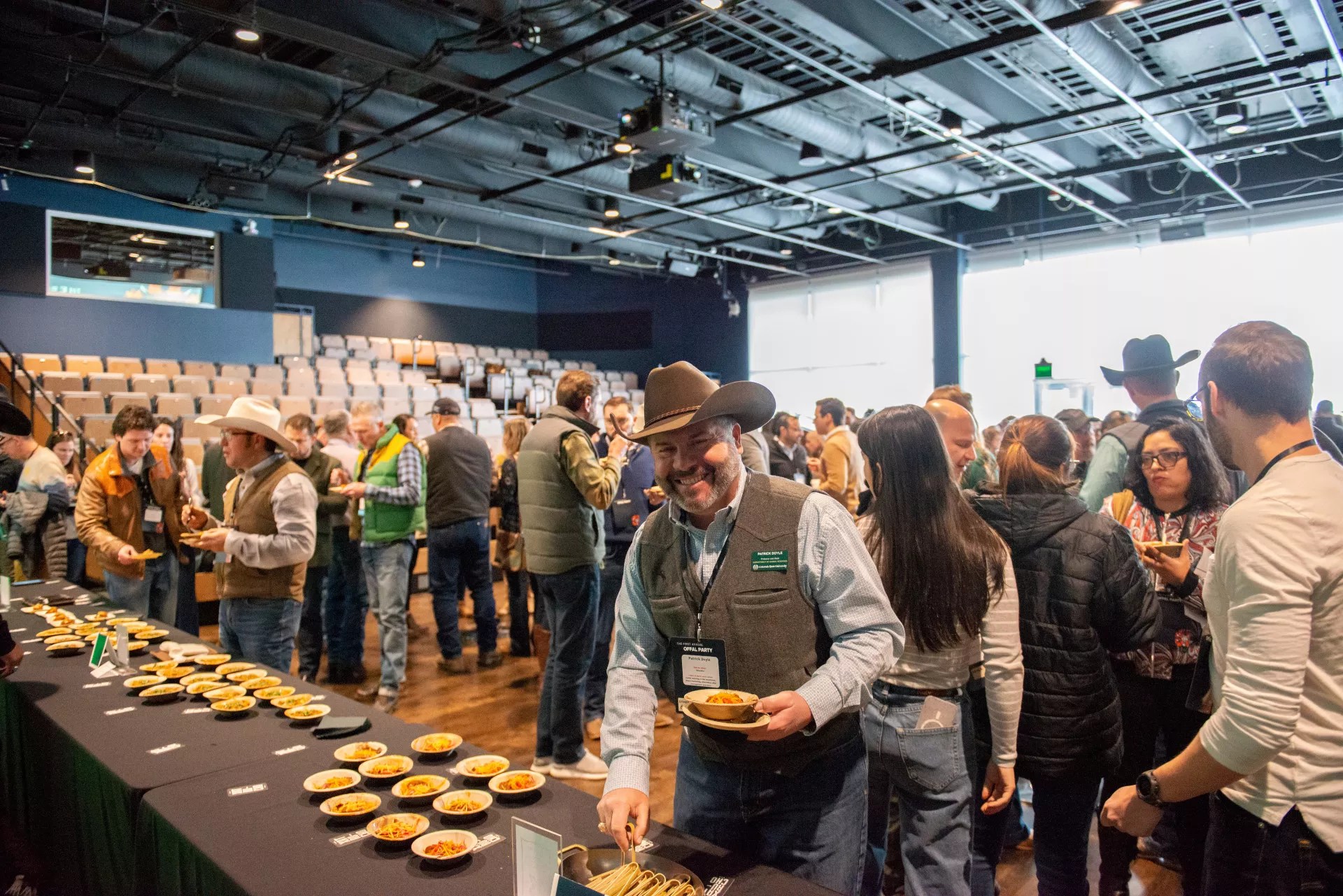 people eating organ meat at Stock Show