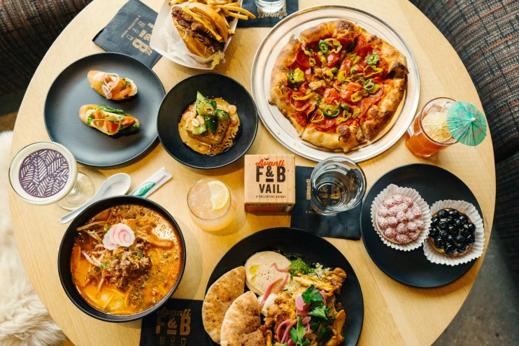 Pizza, ramen and other dishes from Avanti Vail vendors