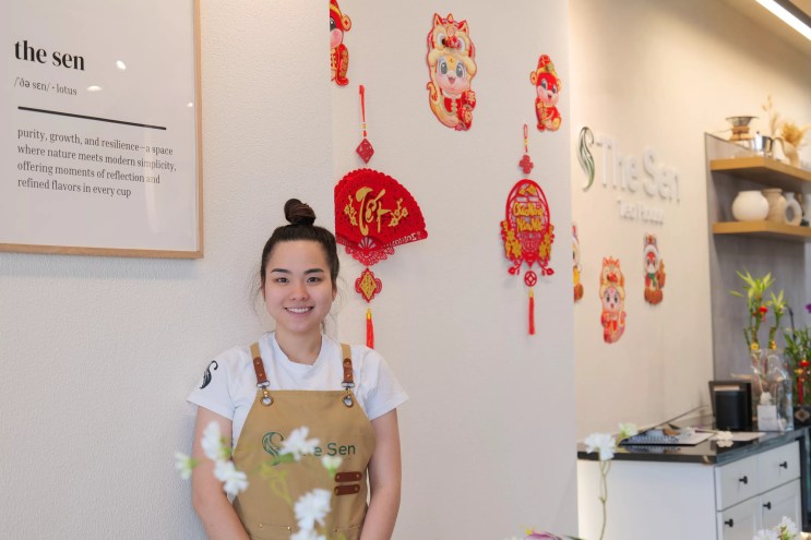 woman in apron posing