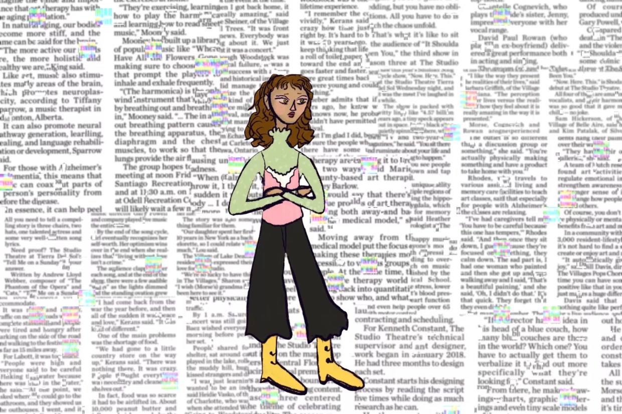 A drawing of a person with their arms crossed