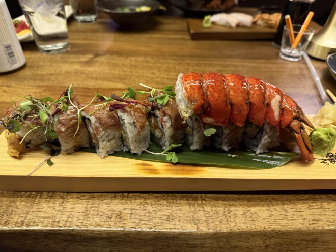 sushi roll with lobster tail