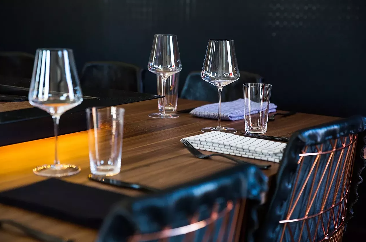 glassware on a table