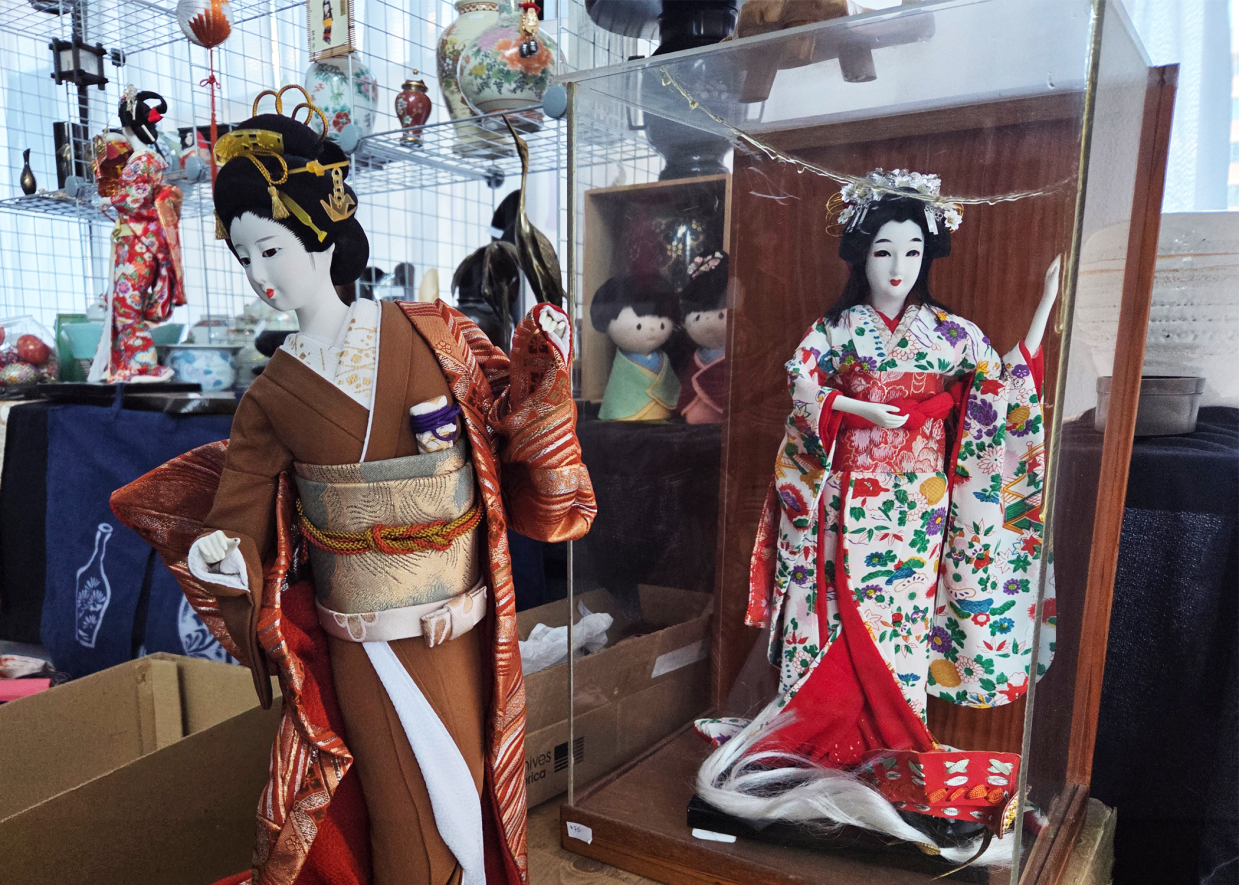 Traditional Japanese dolls displayed