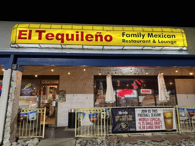 front of a strip mall restaurant