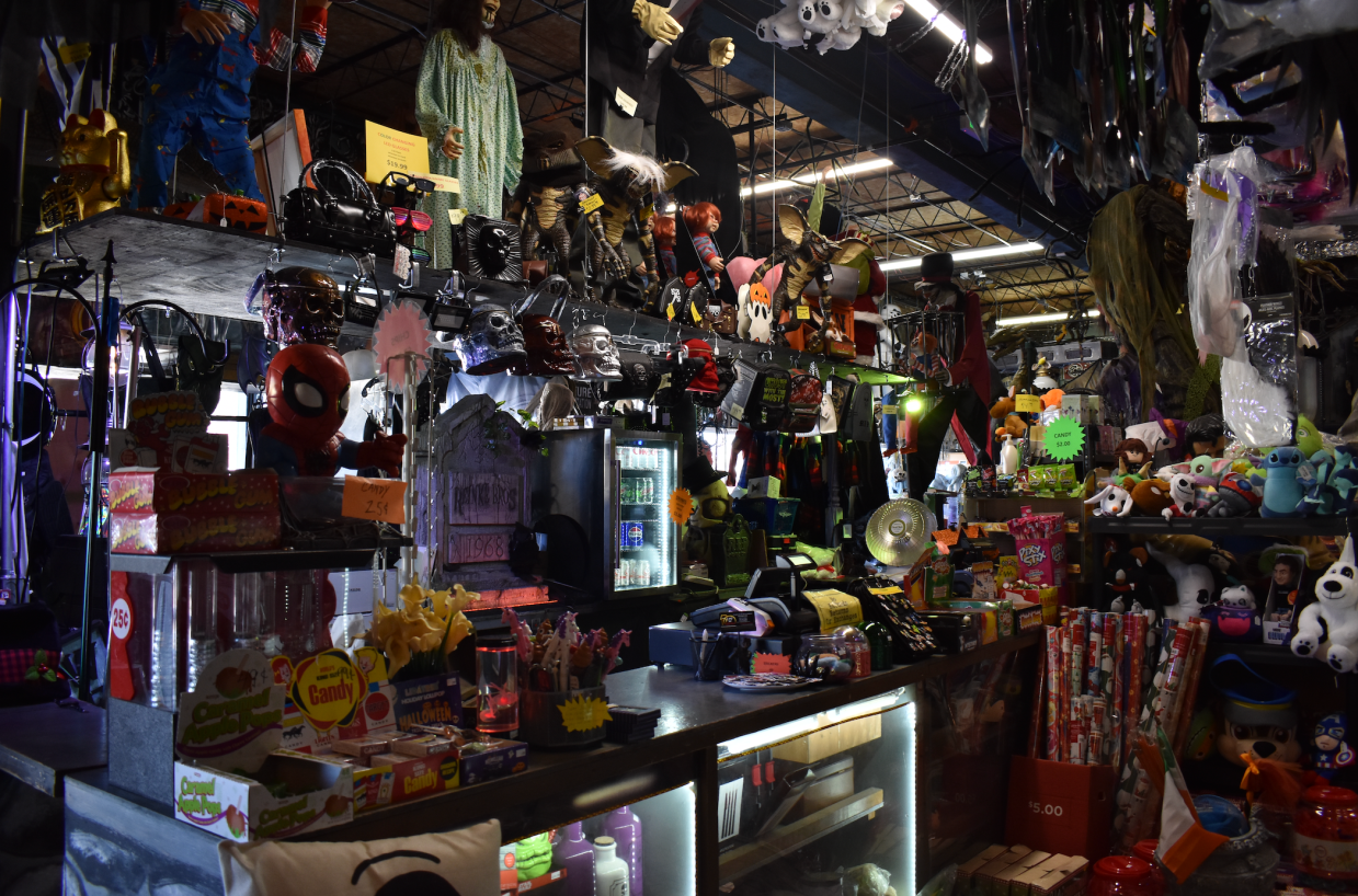 A dark store with lots of goods