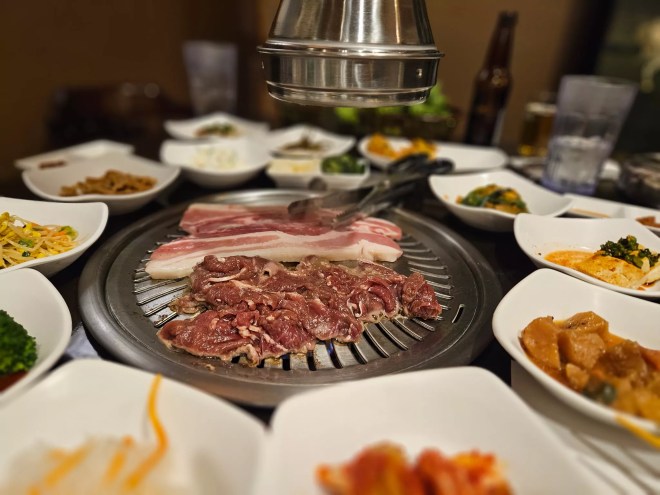 Korean barbecue on a tabletop grill