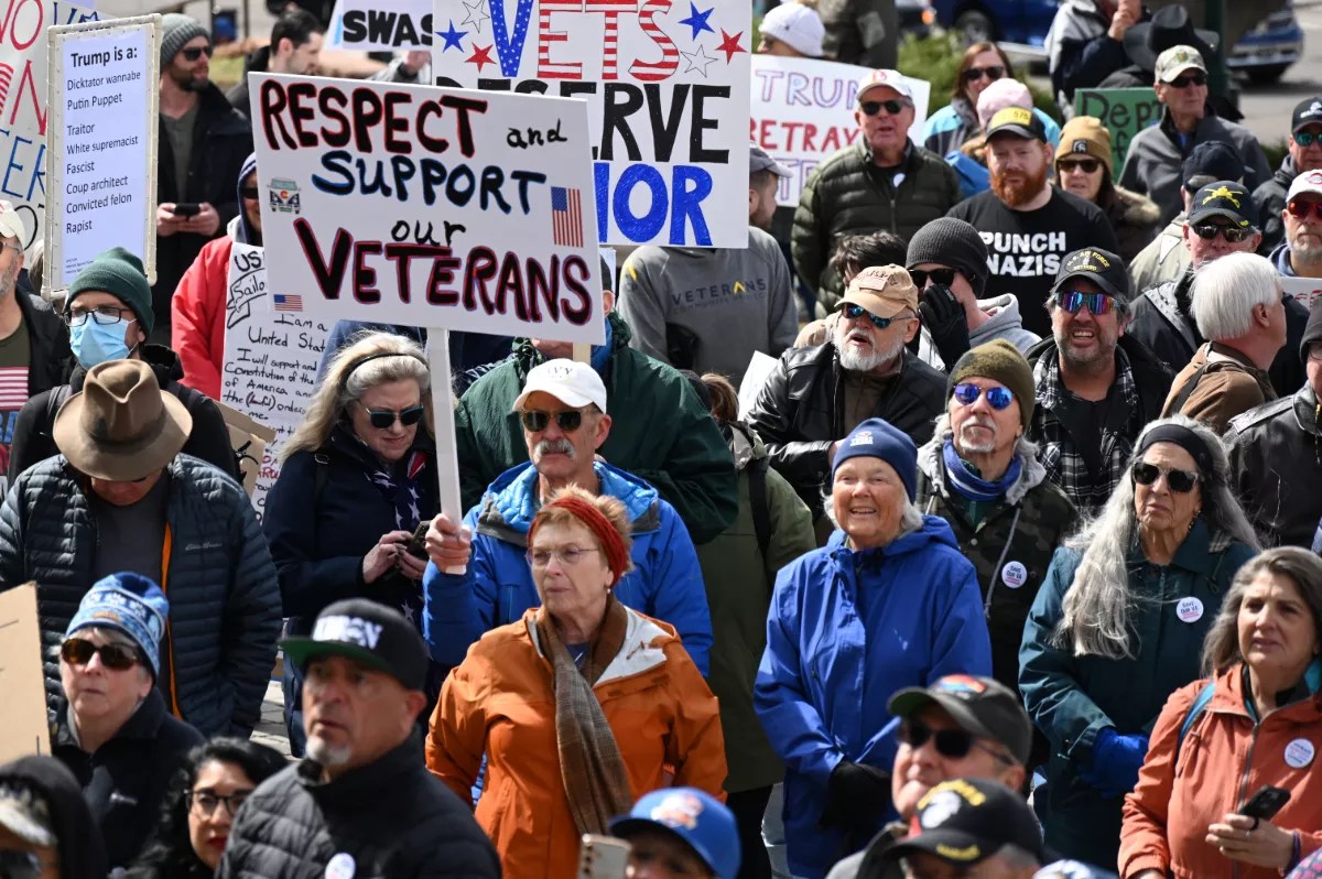 Veterans protest.