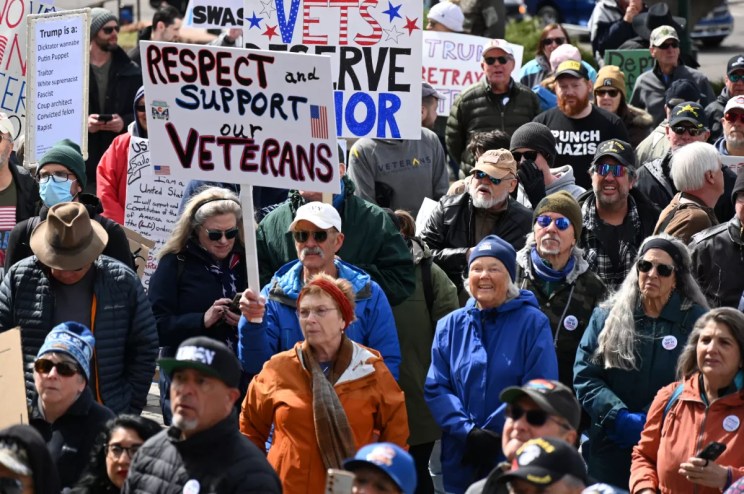 Veterans protest.