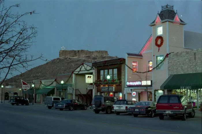 town at night.
