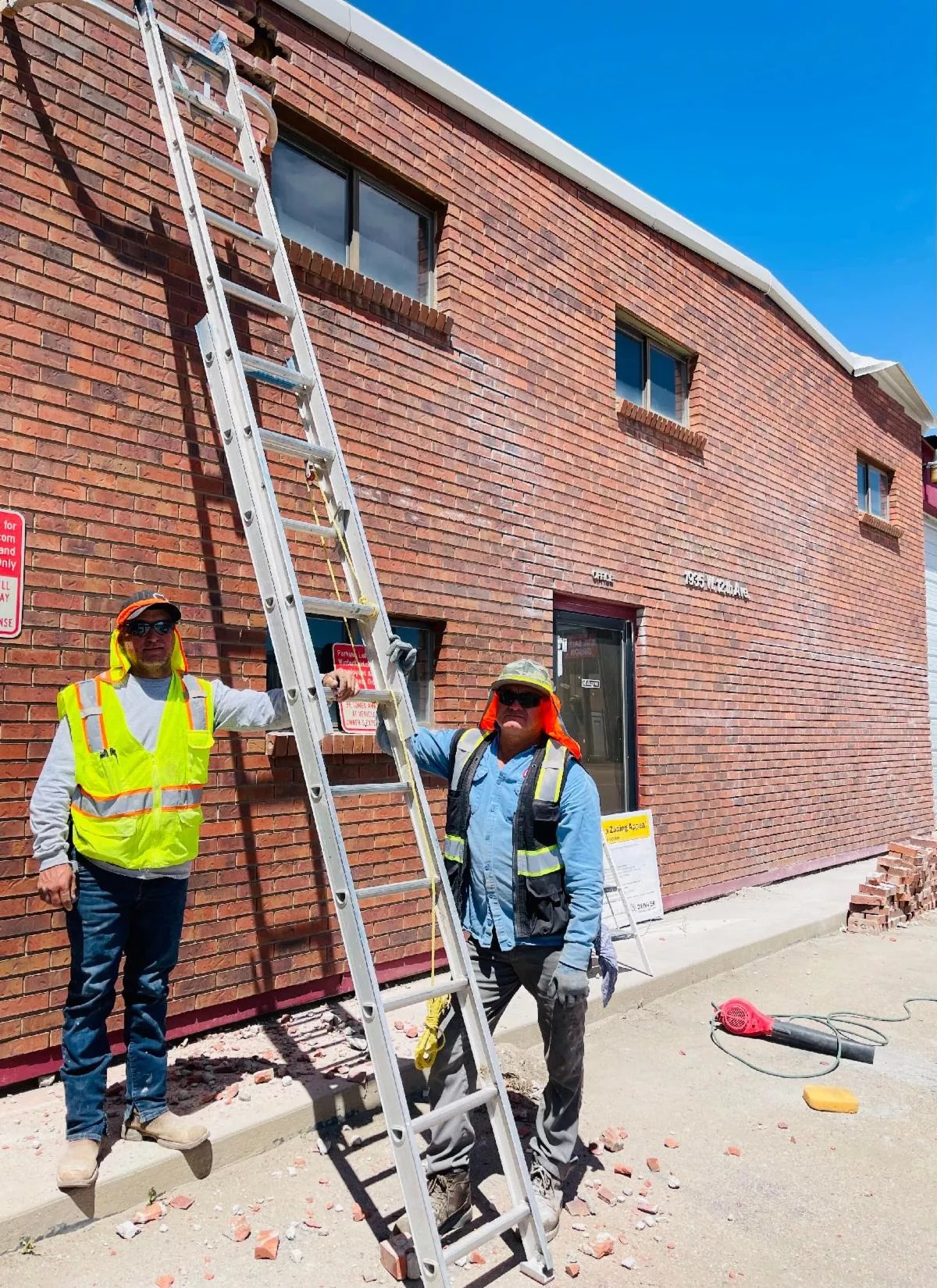 A building and a ladder