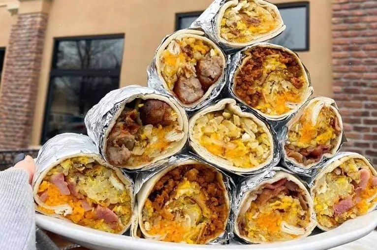 breakfast burritos stacked