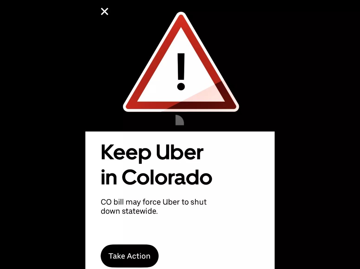 Uber app warning