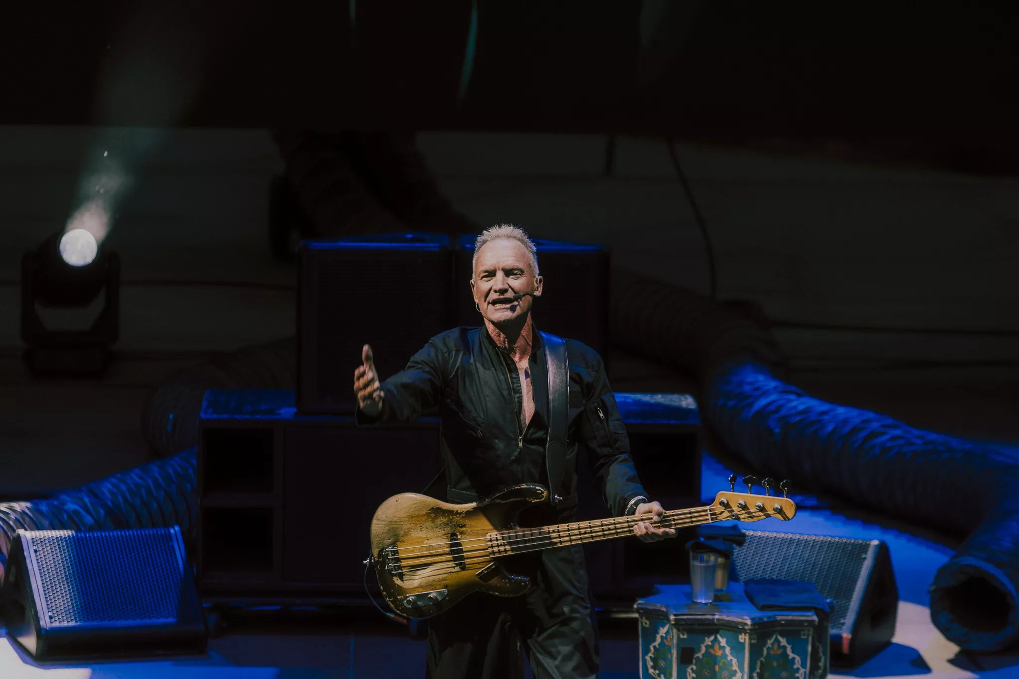 Sting on stage at the iconic Red Rocks in Morrison, Colorado.
