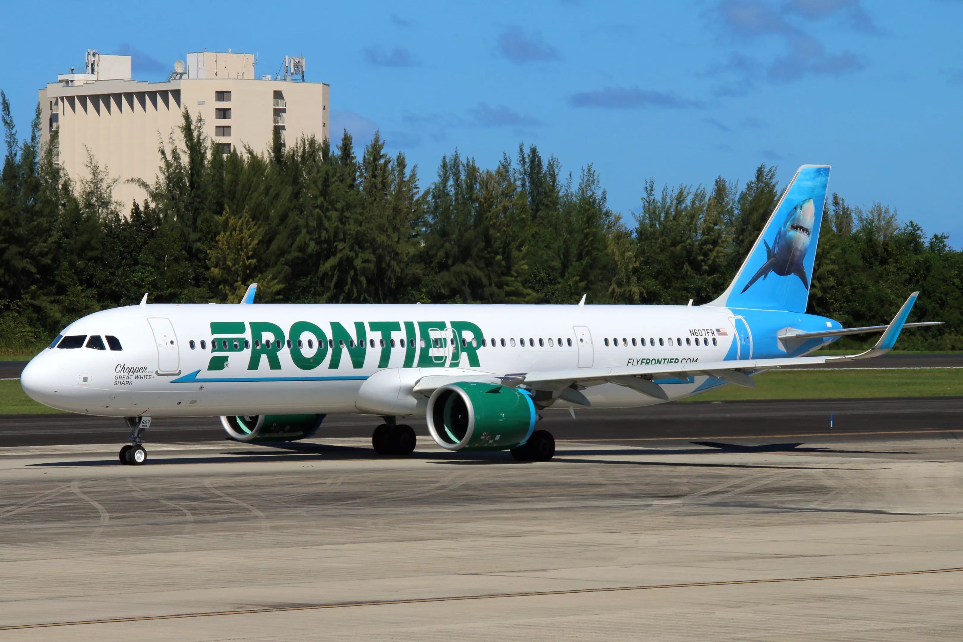Frontier airlines plane on runway