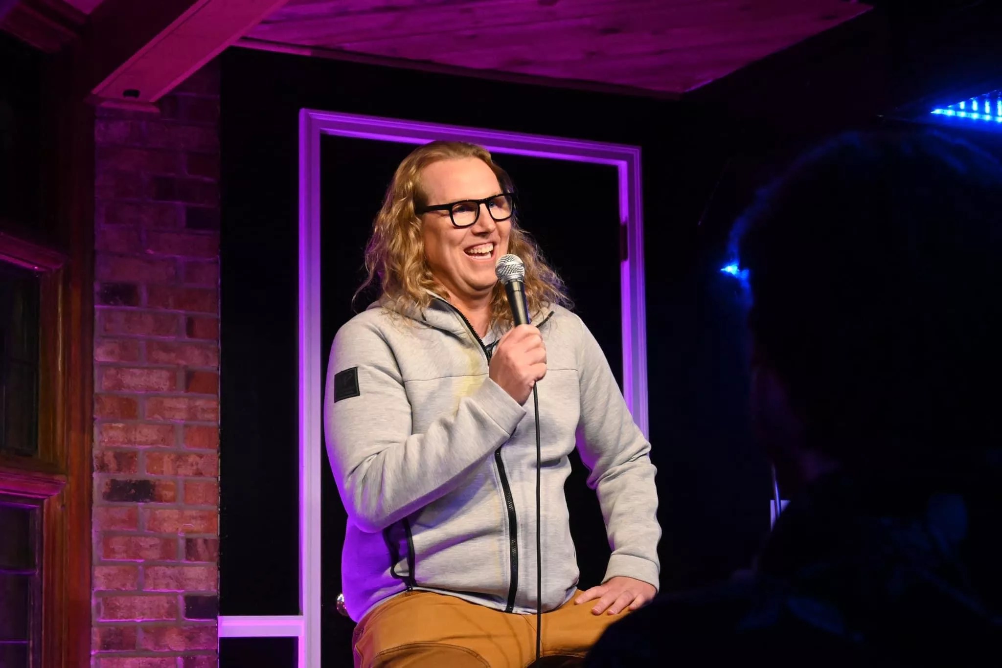 A man performs ontage.