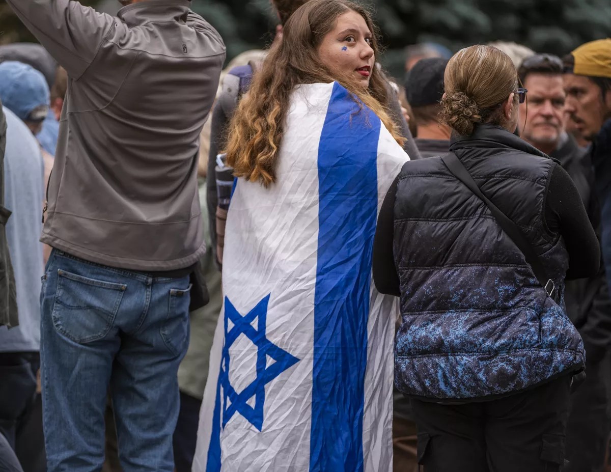 woman in israeli flag