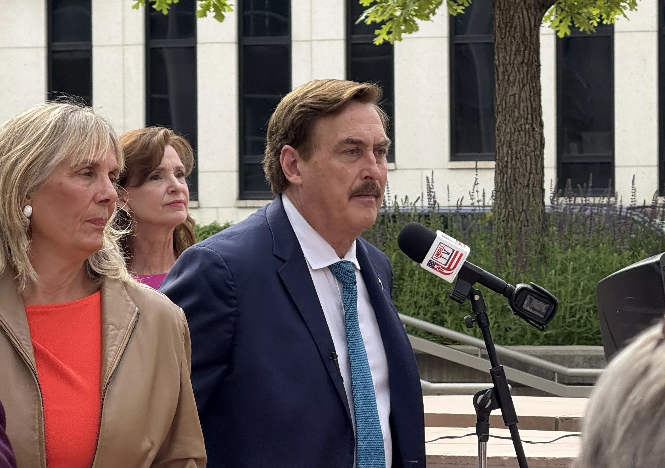 Mike Lindell in front of the Alfred A. Arraj United States Courthouse Monday morning
