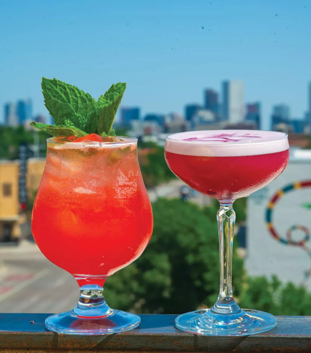 patio with two drinks.